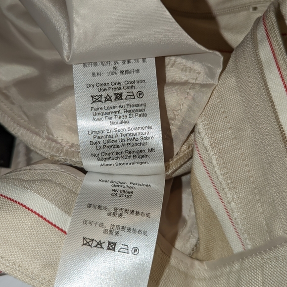 NWT DKNY Essex Ankle Pin Striped Belted High Rise Linen Stretch Business Pants - Picture 15 of 16